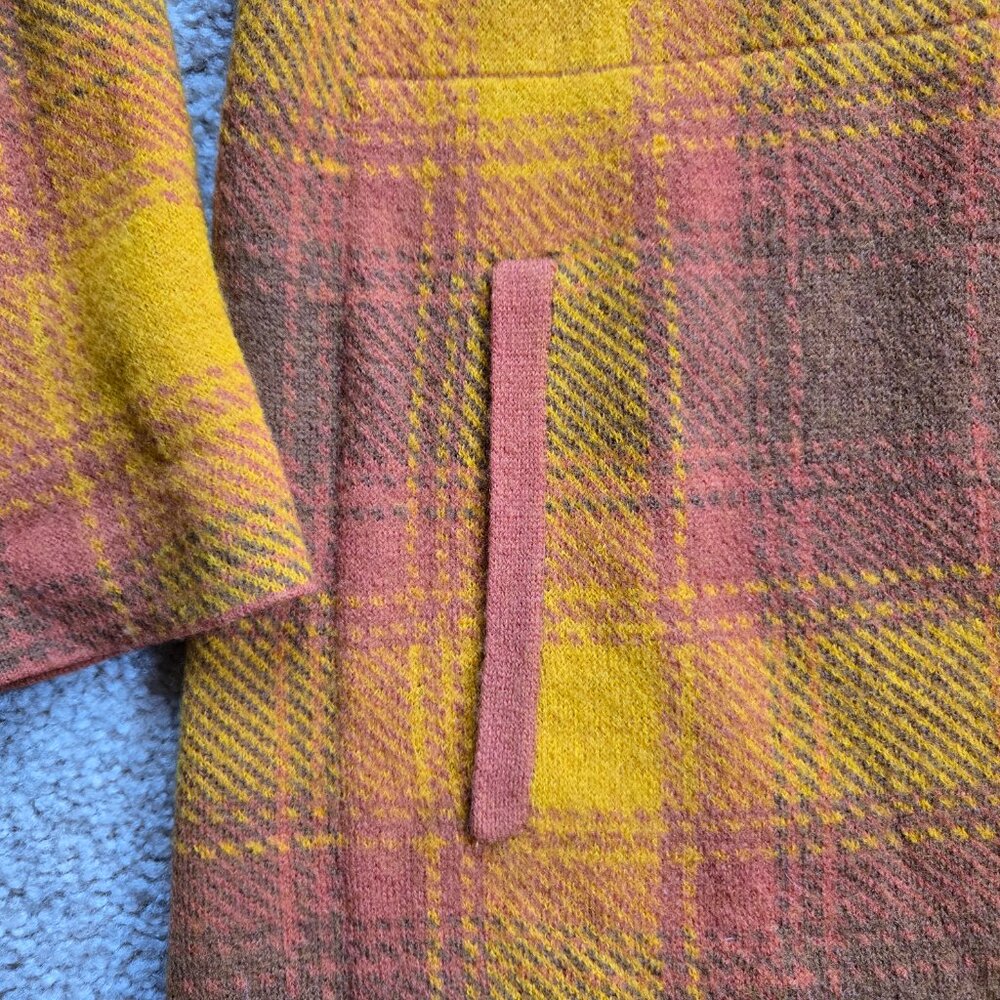 Toad & Co Heartfelt Hoodie Wool Yellow Orange Plaid XS - Picture 2 of 8